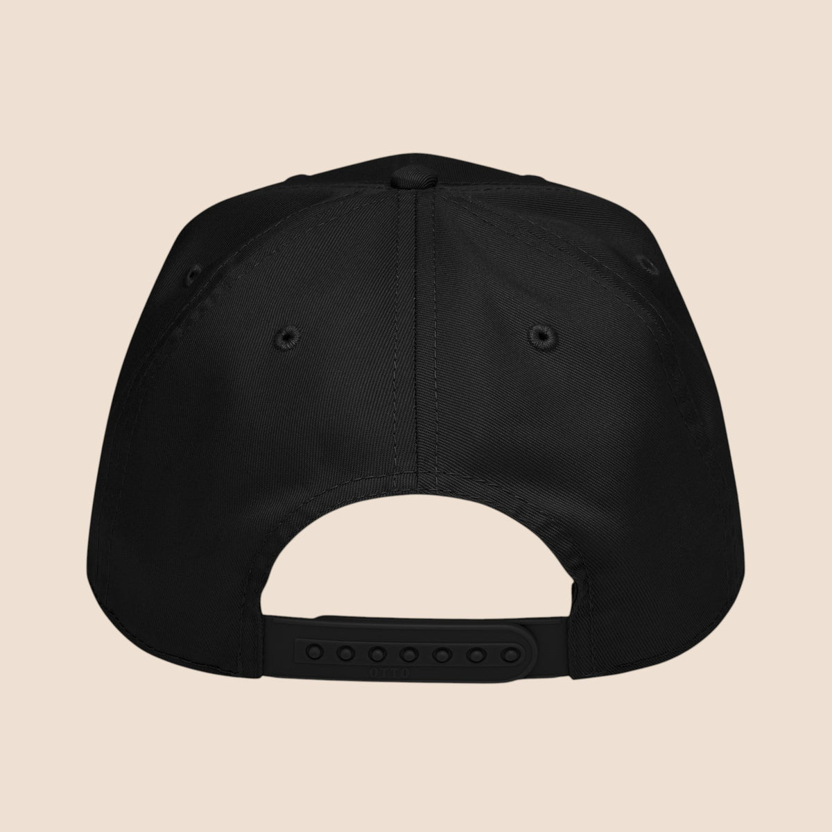 PUNJAB BOLDA black 5 panel cap made of polyester and cotton with adjustable snap closure and mid-profile fit.