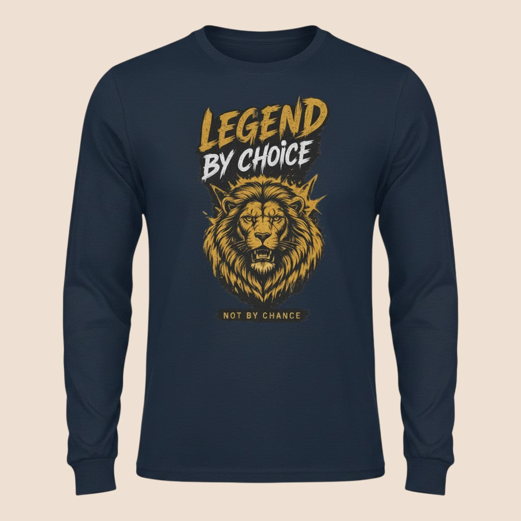 PUNJAB BOLDA navy blue long sleeve cotton shirt featuring a gold lion graphic and Legend By Choice text.