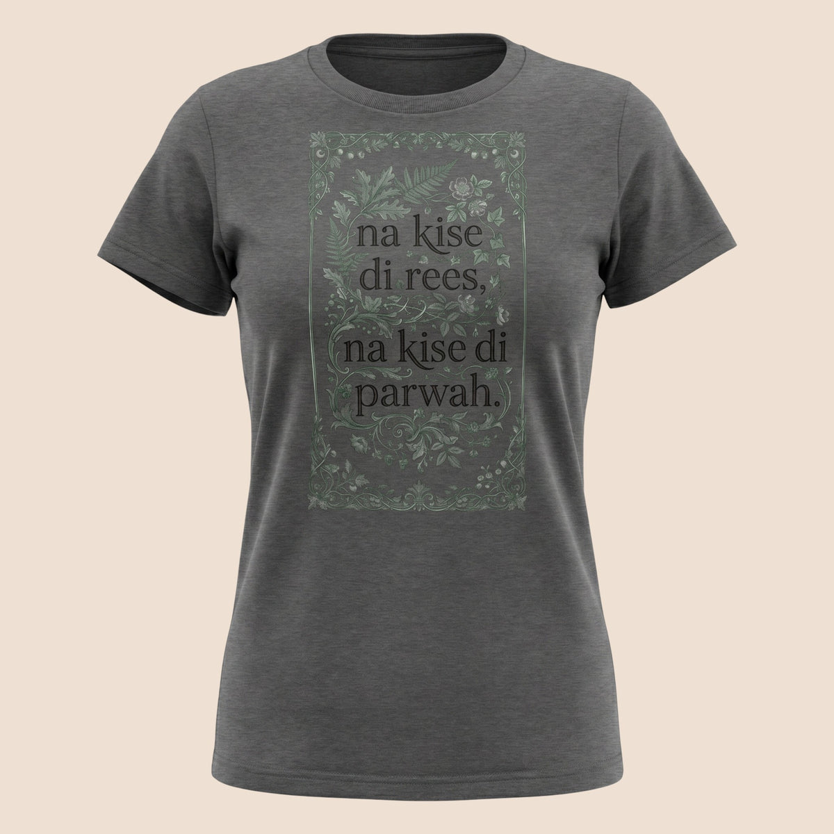PUNJAB BOLDA charcoal grey unisex classic tee featuring a decorative floral frame and Punjabi text graphic.