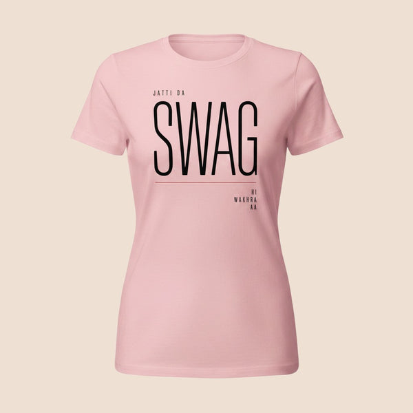 PUNJAB BOLDA light pink 100% cotton unisex classic tee with black JATTI DA SWAG graphic print.