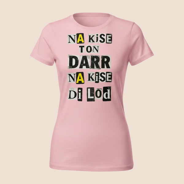 PUNJAB BOLDA light pink unisex cotton t-shirt featuring a black and yellow ransom note style graphic print.
