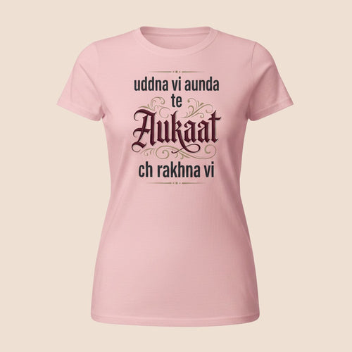 PUNJAB BOLDA light pink 100% cotton unisex classic tee with AUKAAT graphic print in a structured streetwear style.