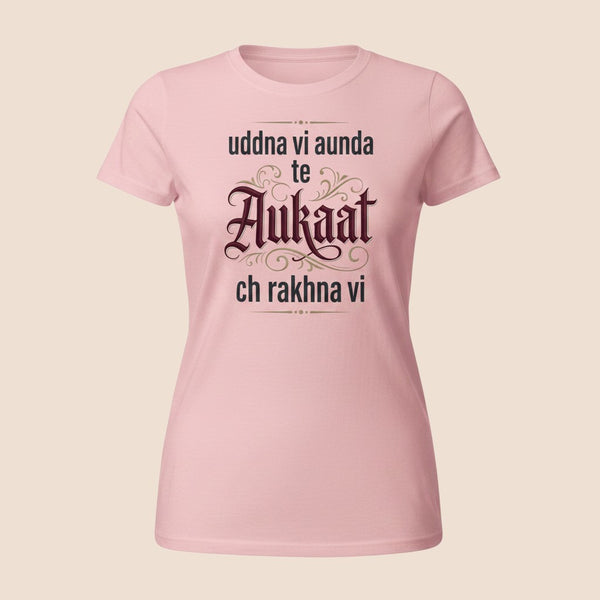 PUNJAB BOLDA light pink 100% cotton unisex classic tee with AUKAAT graphic print in a structured streetwear style.