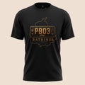 PUNJAB BOLDA black unisex classic tee featuring a gold PB03 Bathinda district license plate graphic design.