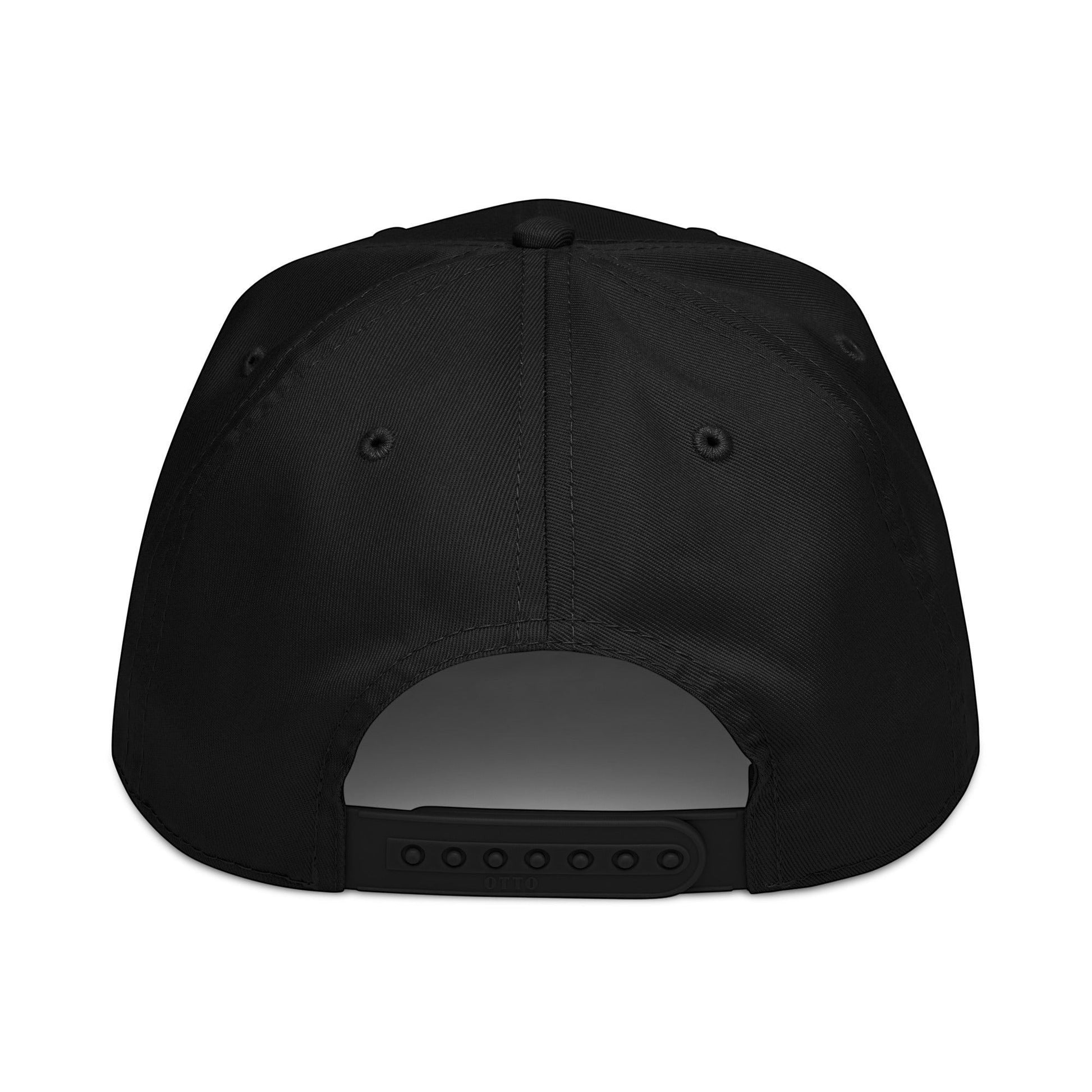 PUNJAB BOLDA black 5 panel cap made of polyester and cotton with adjustable snap closure and mid-profile fit.