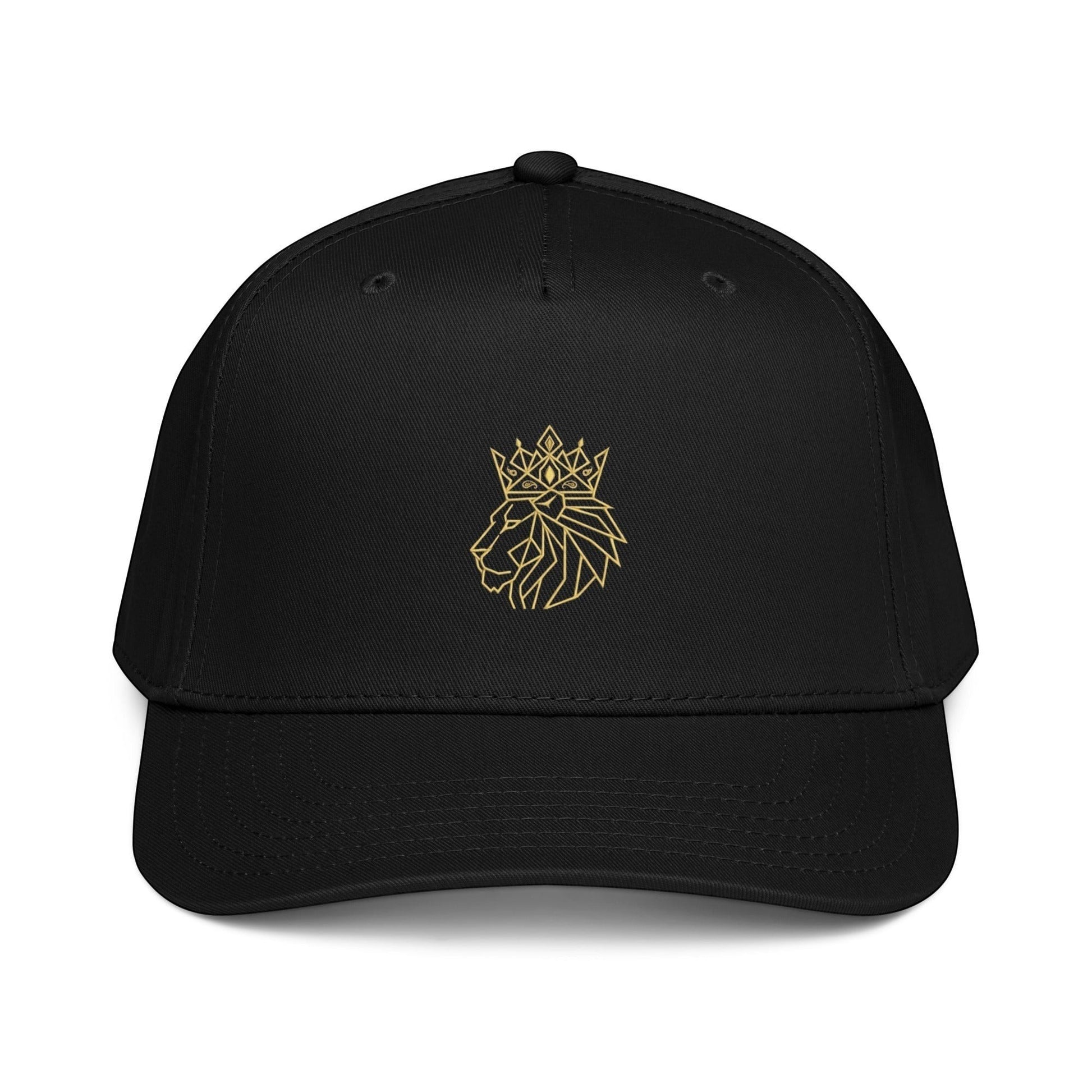 PUNJAB BOLDA black 5 panel cap with a gold embroidered crowned lion logo on the front. Made of polyester and cotton.