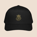 PUNJAB BOLDA black 5 panel cap with a gold embroidered crowned lion logo on the front. Made of polyester and cotton.