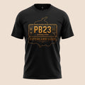 PUNJAB BOLDA black unisex classic tee featuring a gold PB23 Fatehgarh Sahib district graphic and heritage design.