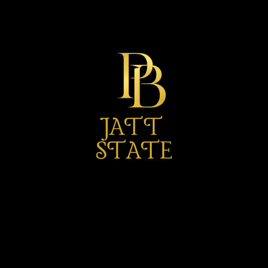 PUNJAB BOLDA JATT STATE premium pique polo shirt logo in gold on a black background.