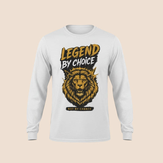 PUNJAB BOLDA white long sleeve cotton shirt with Legend By Choice lion graphic print for men.