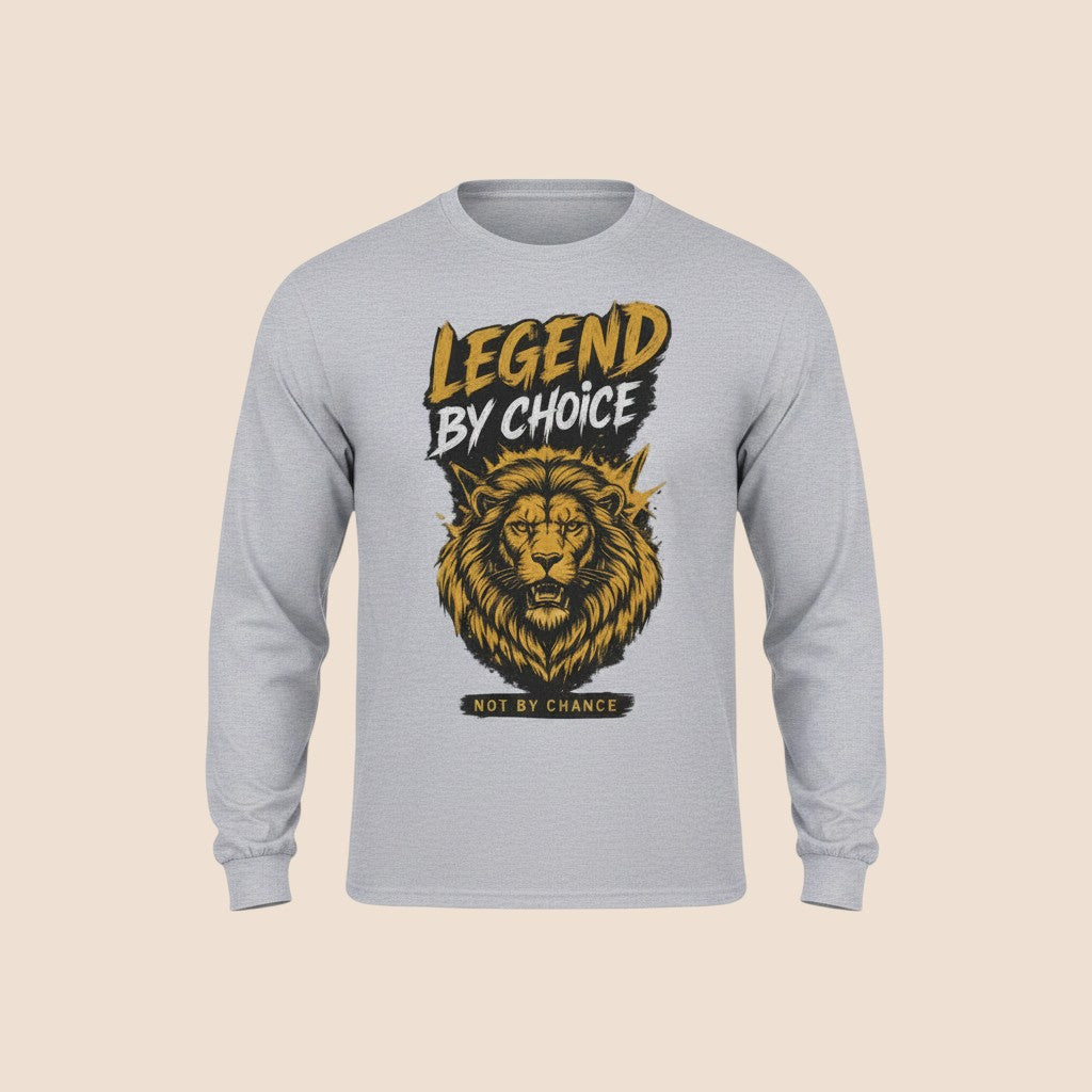 PUNJAB BOLDA Sport Grey long sleeve cotton shirt featuring a gold lion graphic and Legend By Choice text.