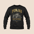 PUNJAB BOLDA black long sleeve cotton shirt with a vintage tractor graphic and Built Different text print.