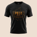 PUNJAB BOLDA black unisex classic tee featuring a gold PB10 Ludhiana district graphic print on the chest.