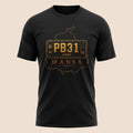 PUNJAB BOLDA black unisex classic tee featuring a gold PB31 Mansa district license plate graphic on the chest.