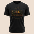 PUNJAB BOLDA black unisex classic tee featuring a gold PB32 Nawanshahr district graphic print.