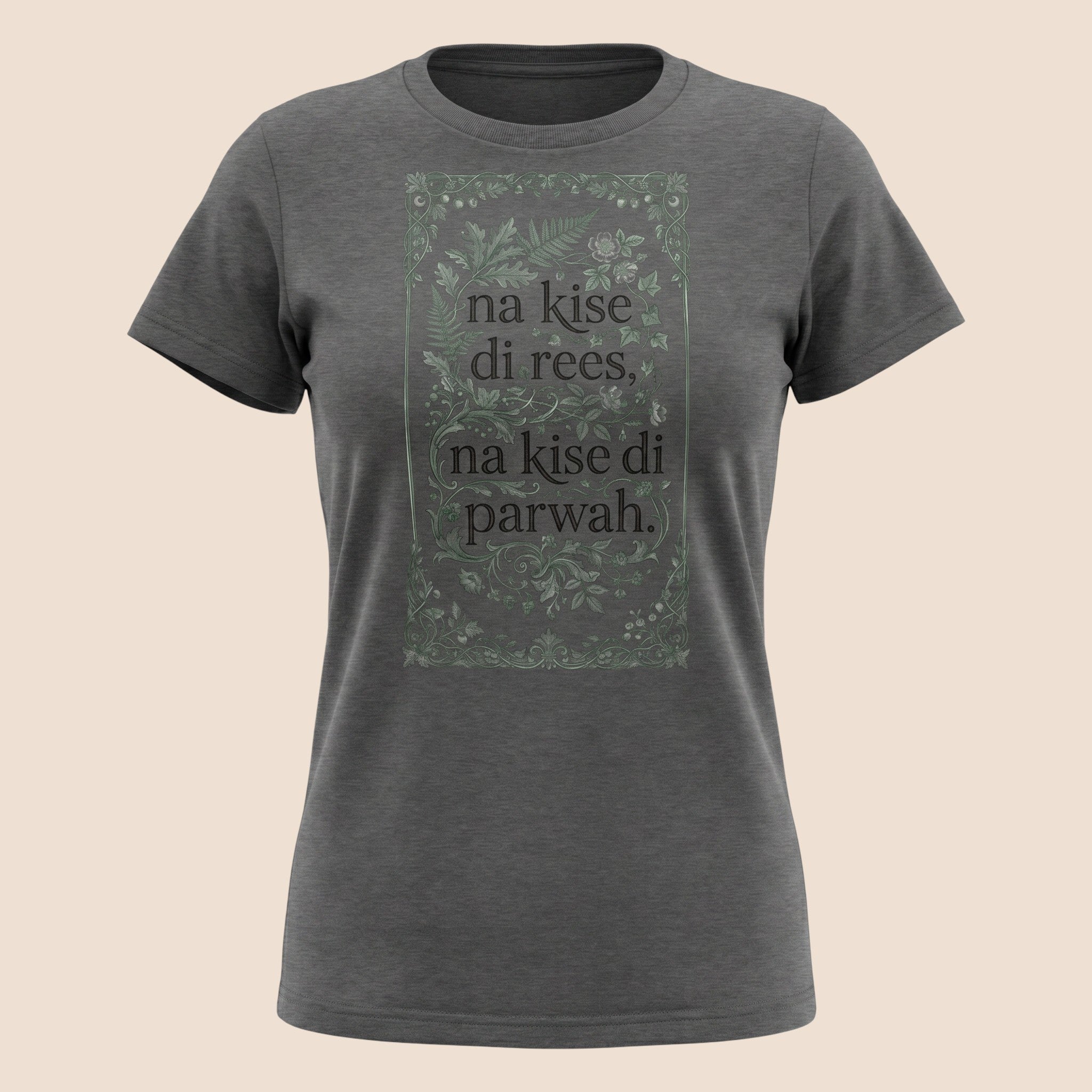 PUNJAB BOLDA charcoal grey unisex classic tee featuring a decorative floral frame and Punjabi text graphic.