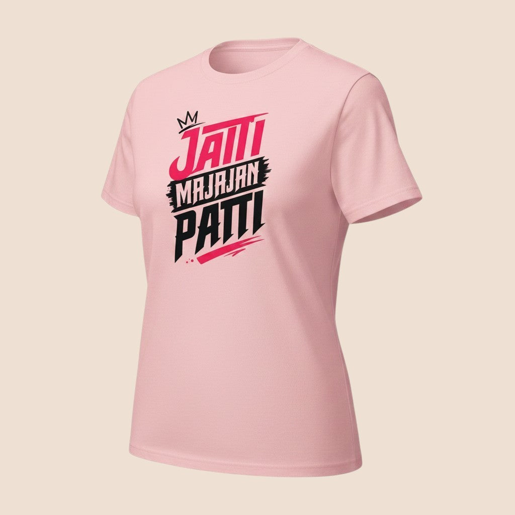 PUNJAB BOLDA light pink unisex cotton classic tee with a bold black and red graphic print featuring crown detail.