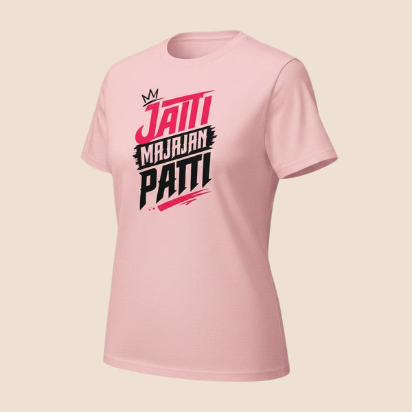 PUNJAB BOLDA light pink unisex cotton classic tee with a bold black and red graphic print featuring crown detail.