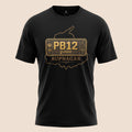 PUNJAB BOLDA black unisex classic tee featuring a gold Rupnagar PB12 district graphic print on the chest.
