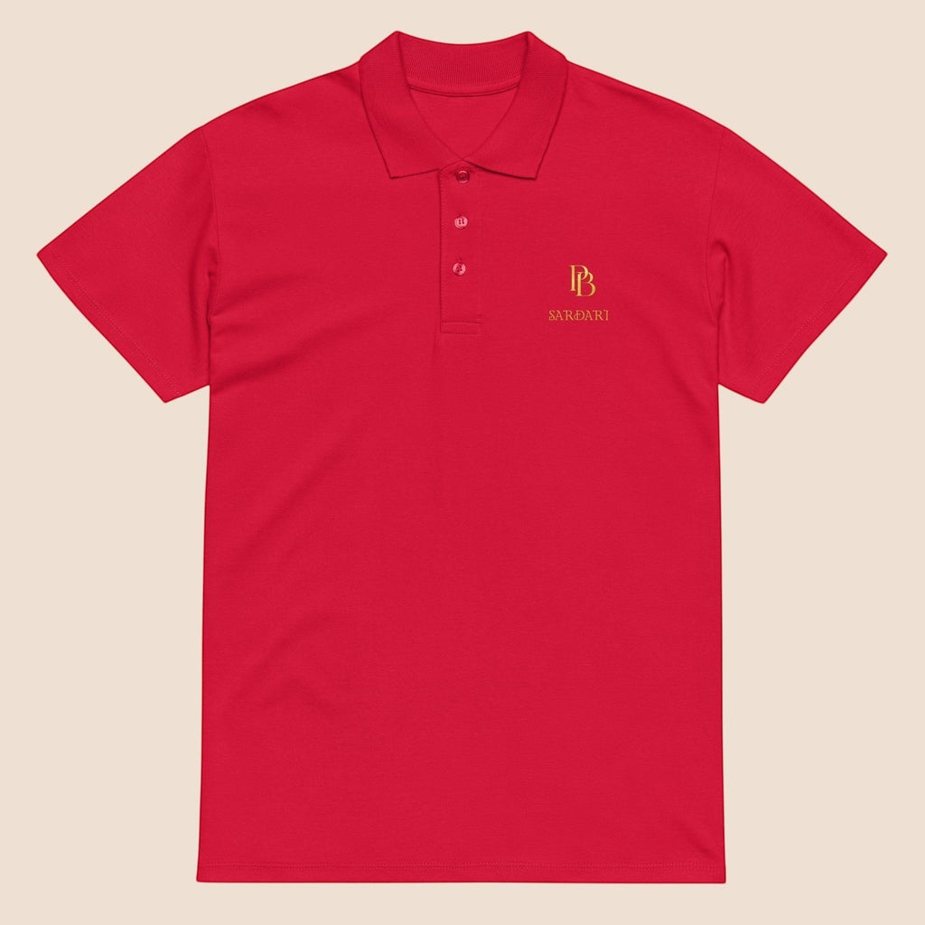 PUNJAB BOLDA SARDARI red pique cotton polo shirt with ribbed collar and tone-on-tone 3-button placket.