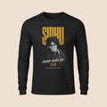 PUNJAB BOLDA black long sleeve cotton shirt featuring a Sidhu Moose Wala graphic with yellow text and 295 design.